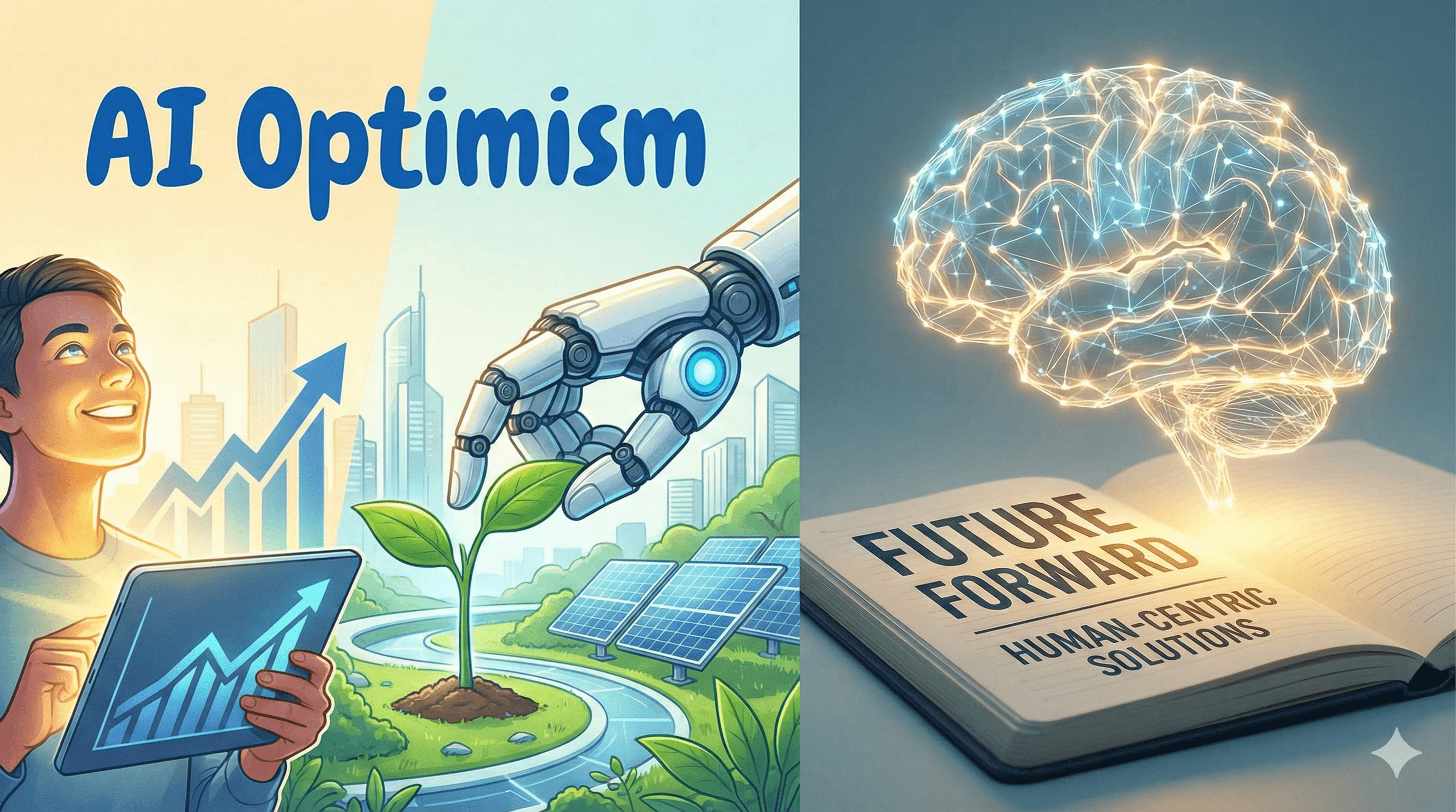 Optimistic scene of a beginner learning AI with supportive visuals and friendly design