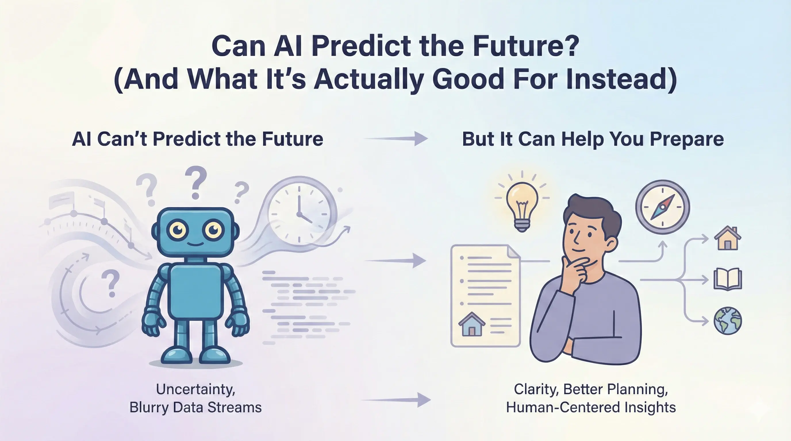 Can AI predict the future? Calm, human-centered AI preparation guide